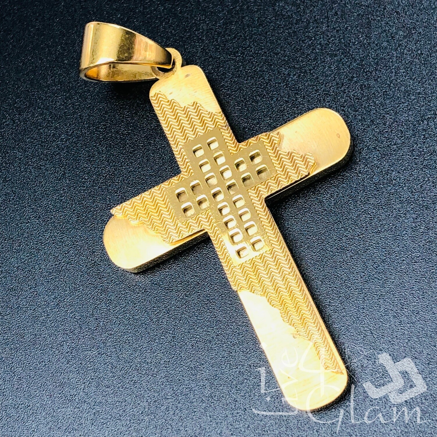 Stainless Steel 2D Pattern Cross Pendant