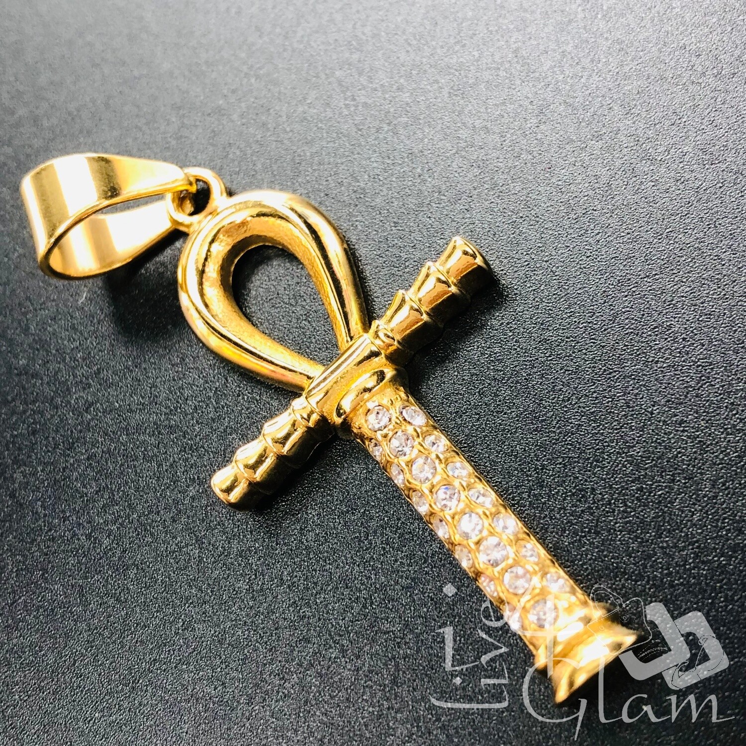 Stainless Steel Ankh CZ Pendant