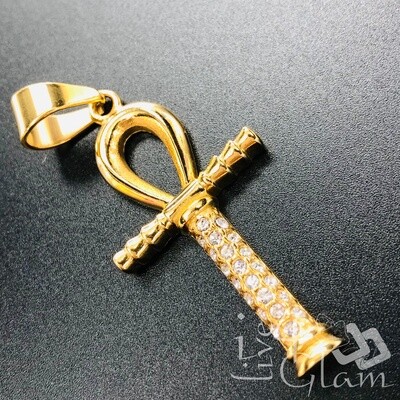 Stainless Steel Ankh CZ Pendant