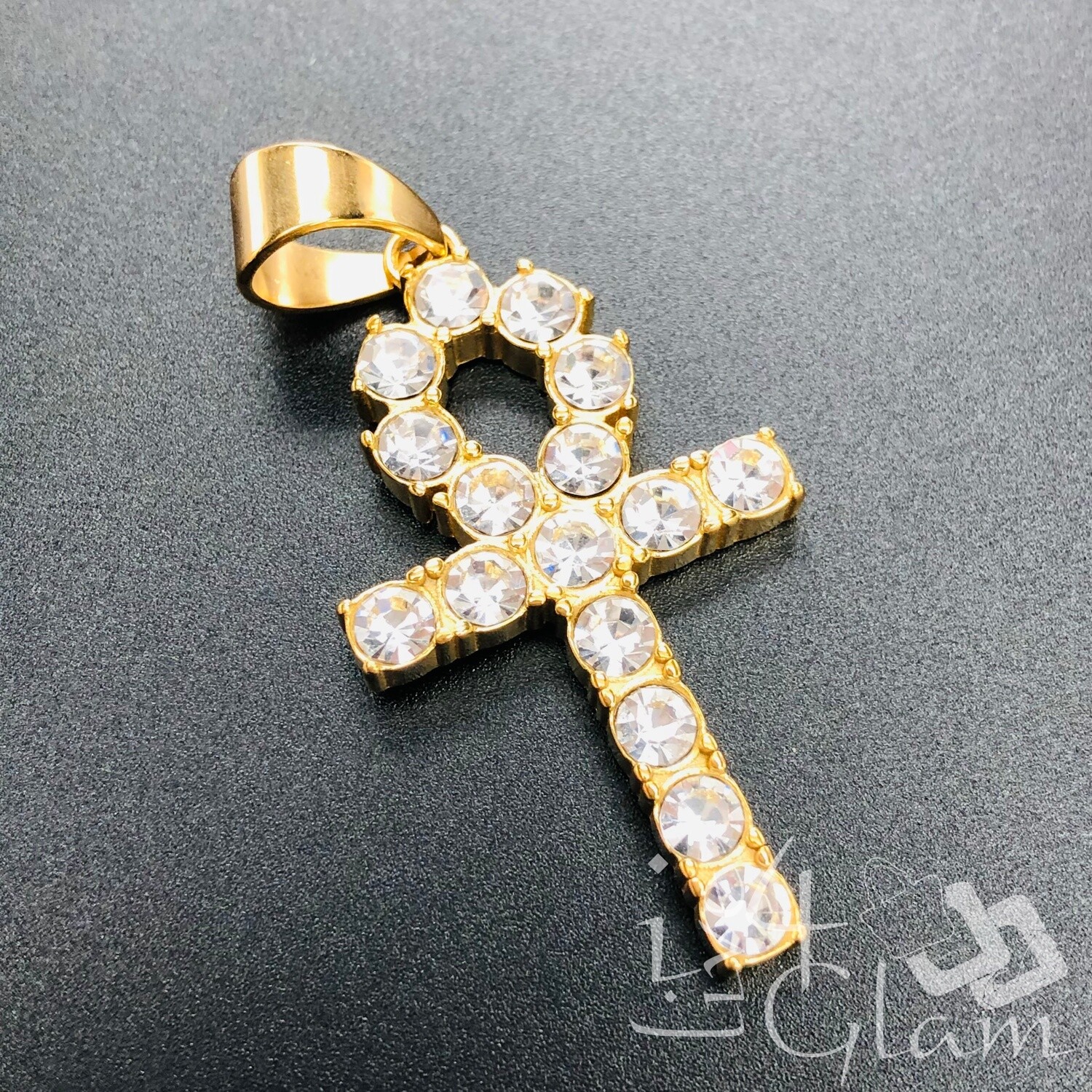 Stainless Steel Bling Large Ankh Pendant