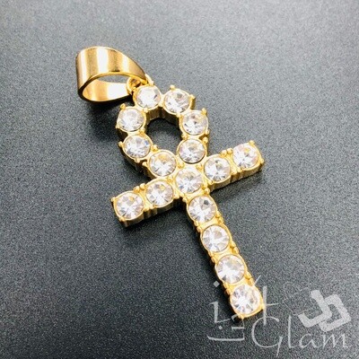 Stainless Steel Bling Large Ankh Pendant