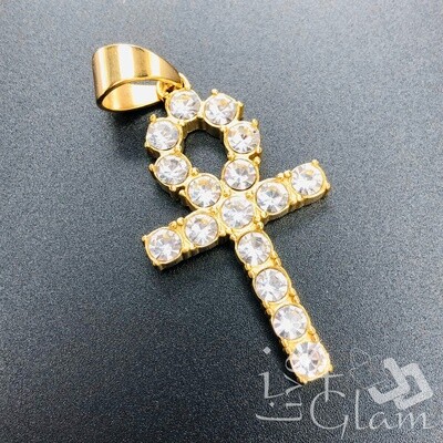 Stainless Steel Bling Large Ankh Pendant