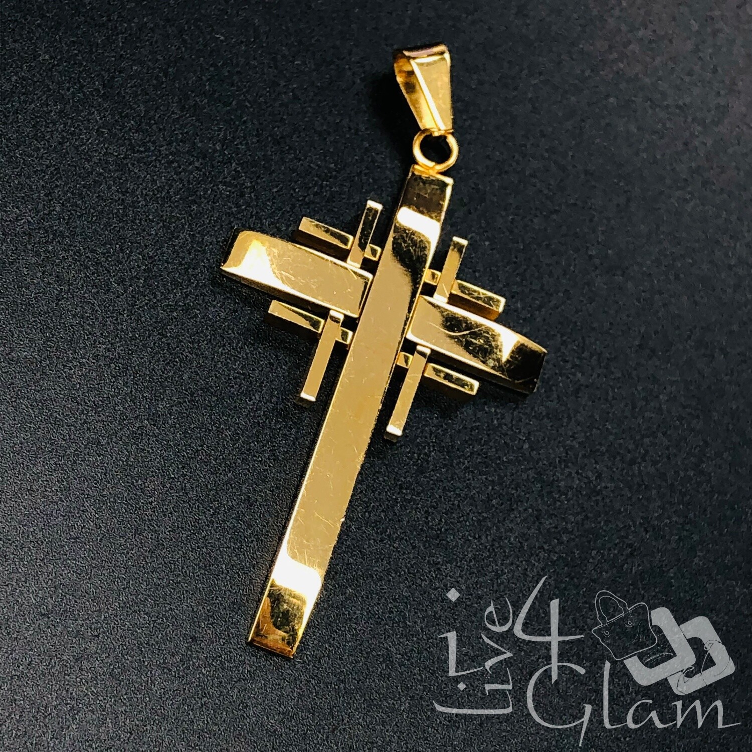 Stainless Steel Cross with Small Cross Pendant