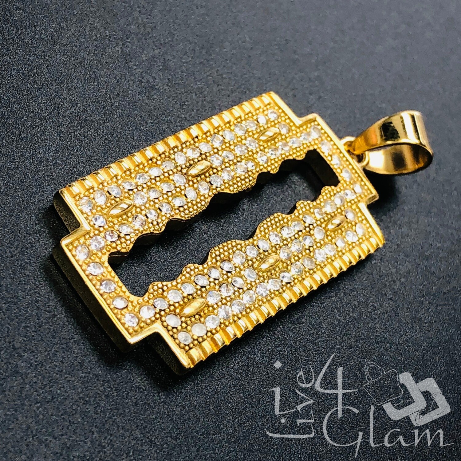 Stainless Steel Bling Razor Blade Pendant