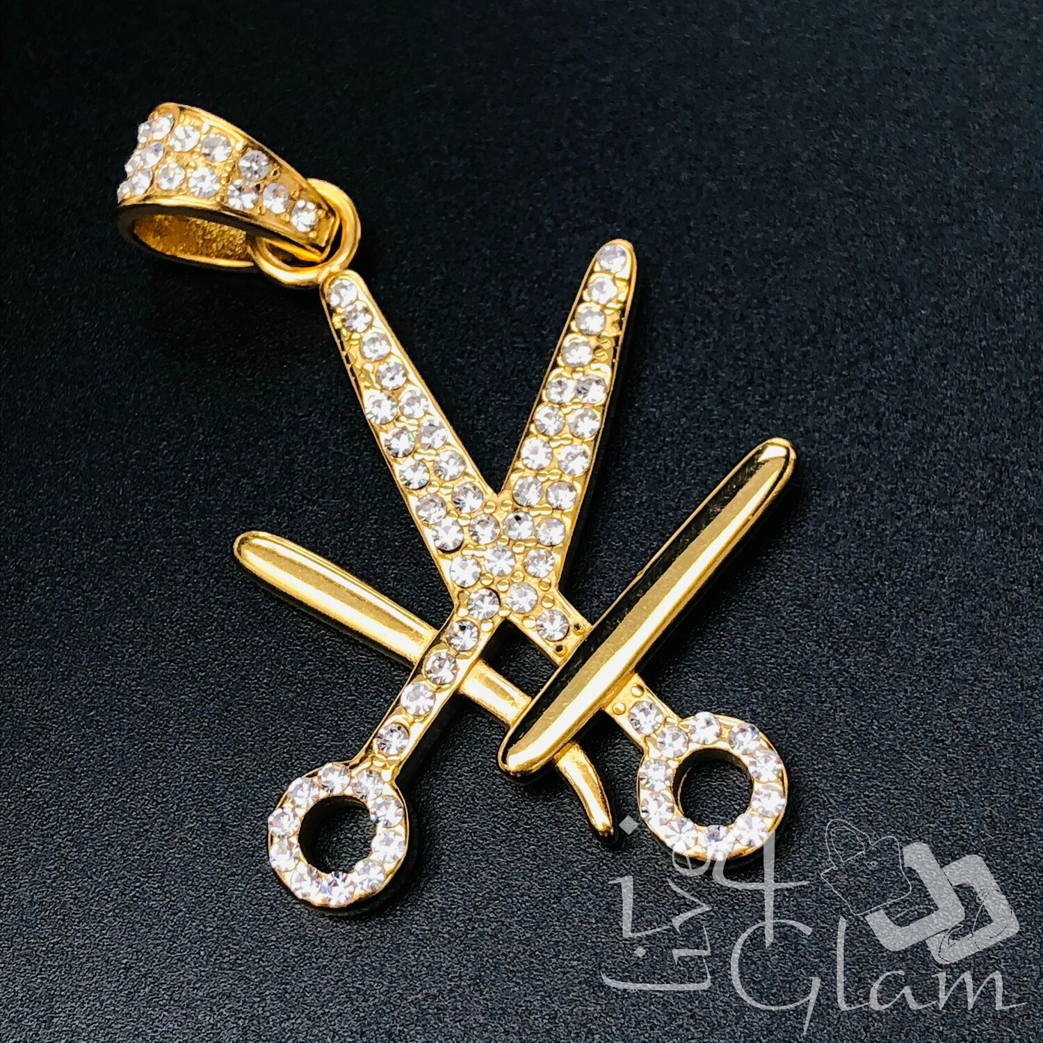 Stainless Steel Bling Scissors w Blade Pendant