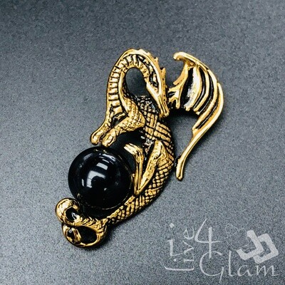 Stainless Steel Dragon Black Onyx Pendant