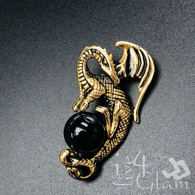 Stainless Steel Dragon Black Onyx Pendant