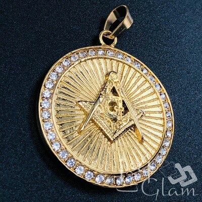 Stainless Steel Free Mason Scale CZ Medallion Pendant