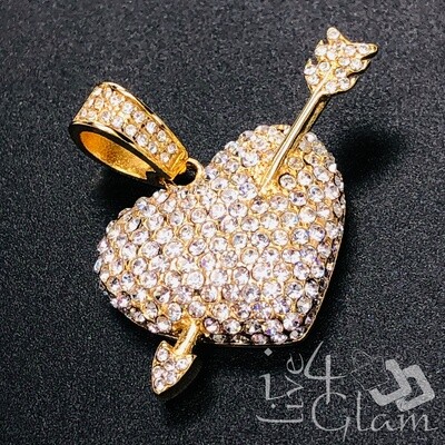 Stainless Steel CZ Heart w Arrow Pendant