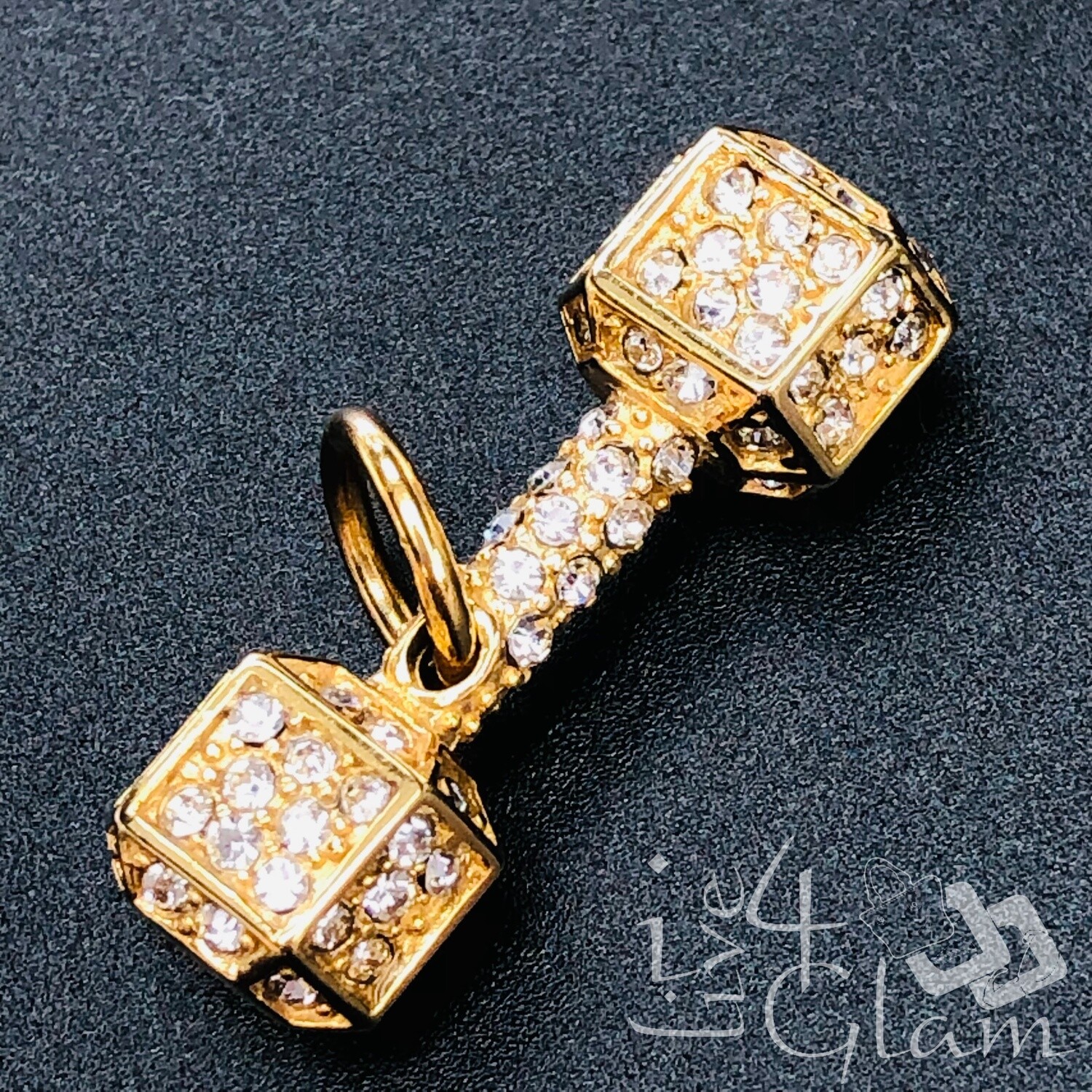 Stainless Steel Dumbbell CZ Pendant