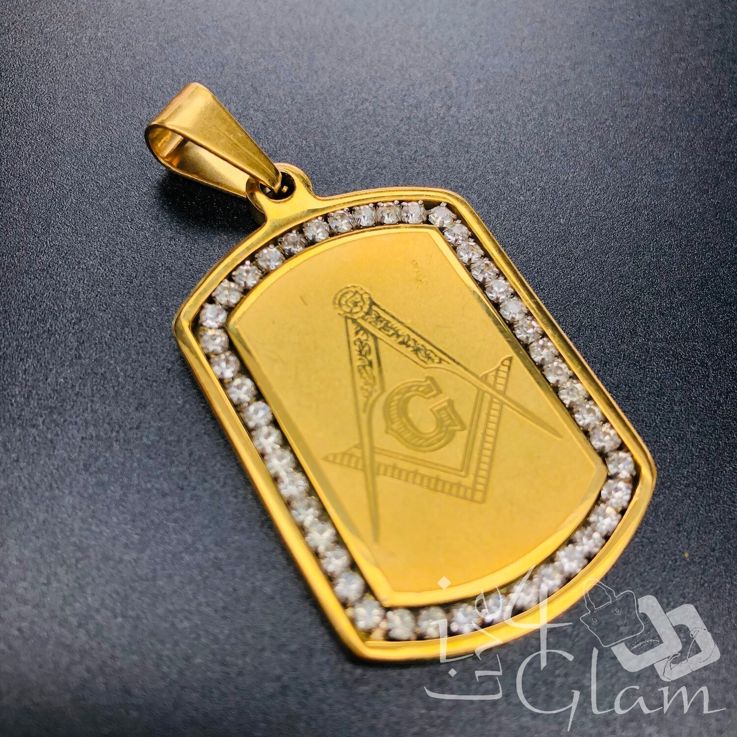 Stainless Steel Free Mason Tag CZ Pendant