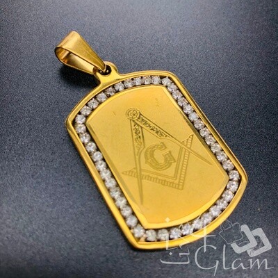 Stainless Steel Free Mason Tag CZ Pendant