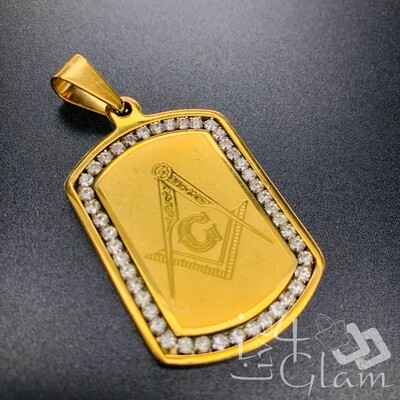 Stainless Steel Free Mason Tag CZ Pendant