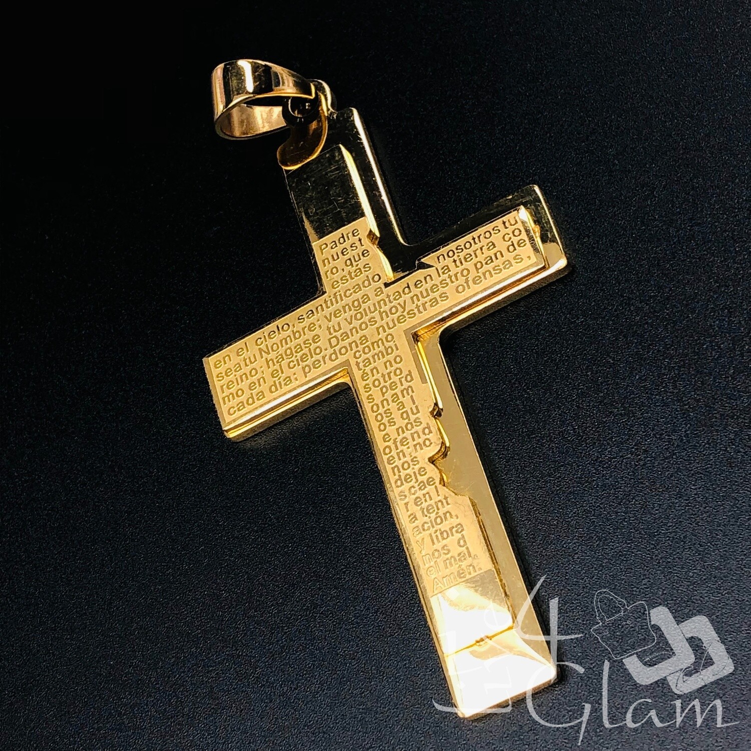 Stainless Steel Large Scripture Cross Pendant