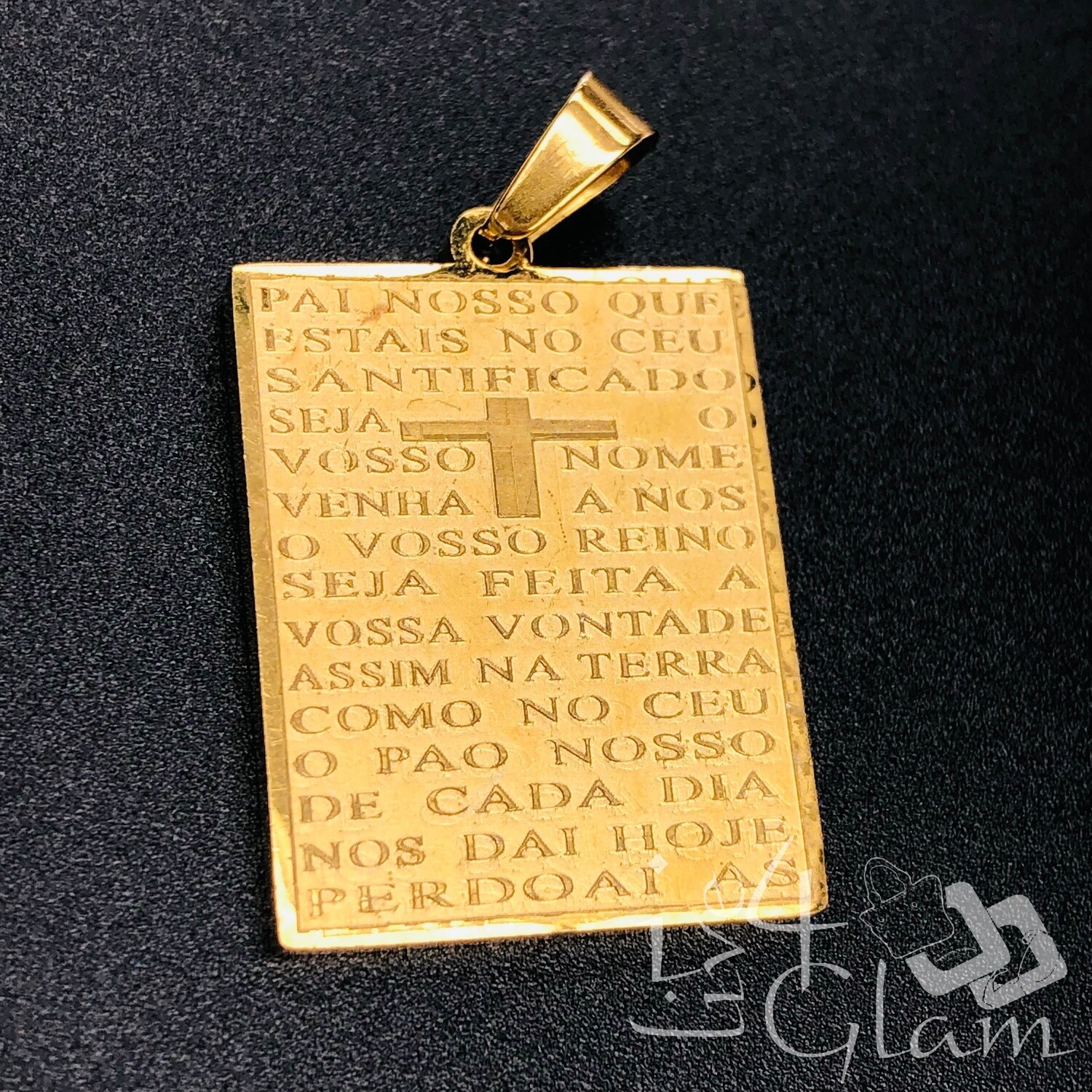 Stainless Steel Lords Prayer Rectangle Spanish Pendant