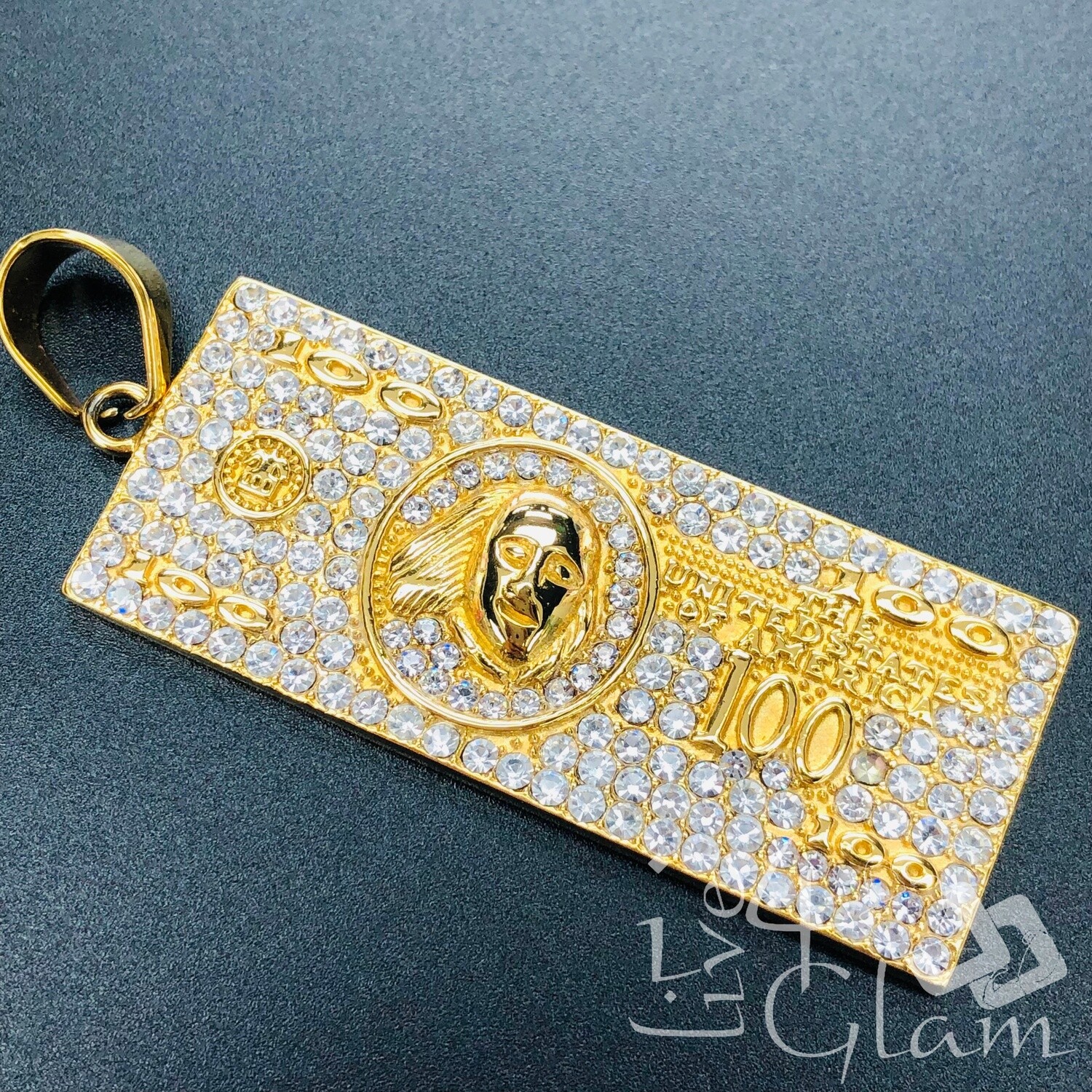 Stainless Steel Medium $100 Bill Pendant