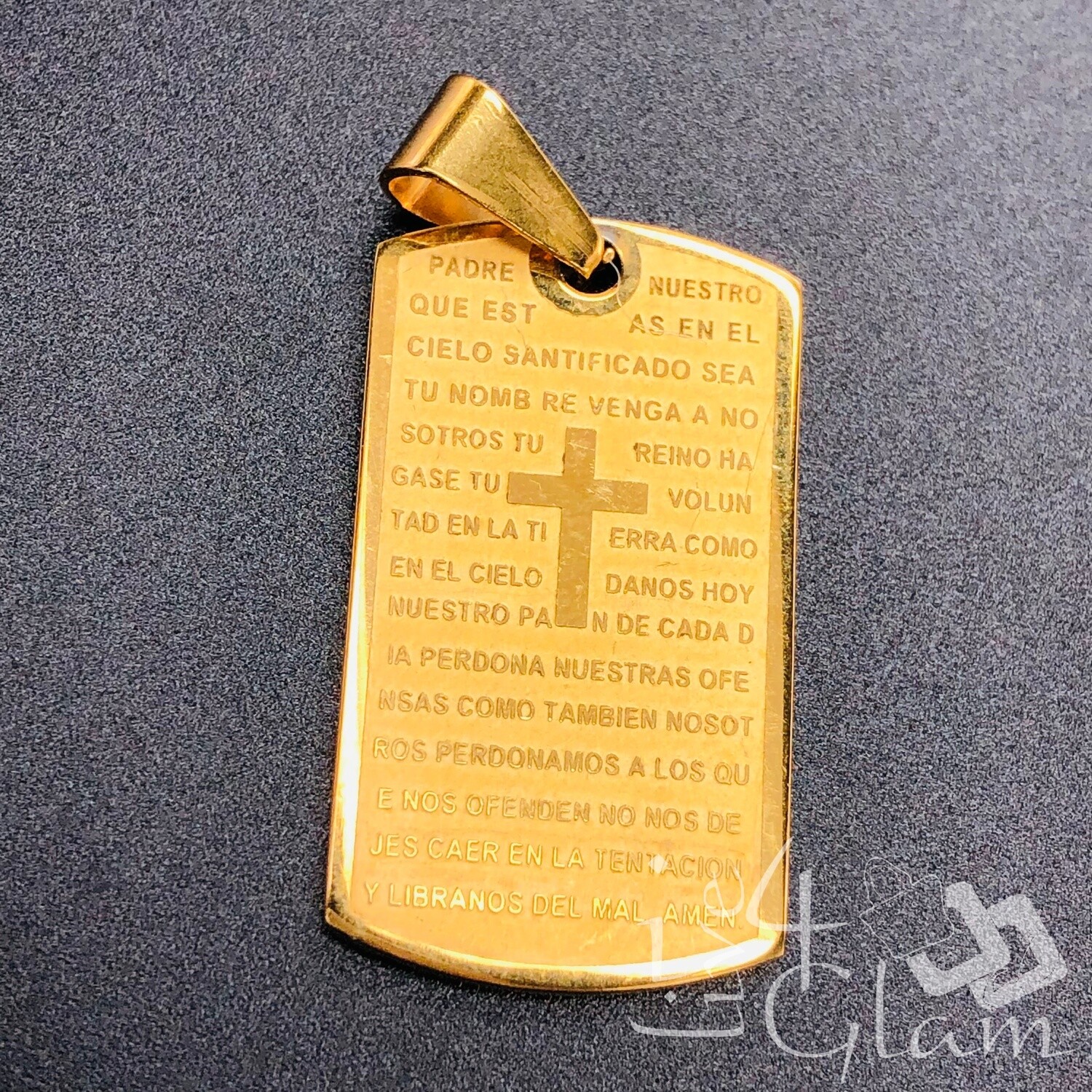 Stainless Steel Lord&#39;s Prayer Spanish Dog Tag Pendant