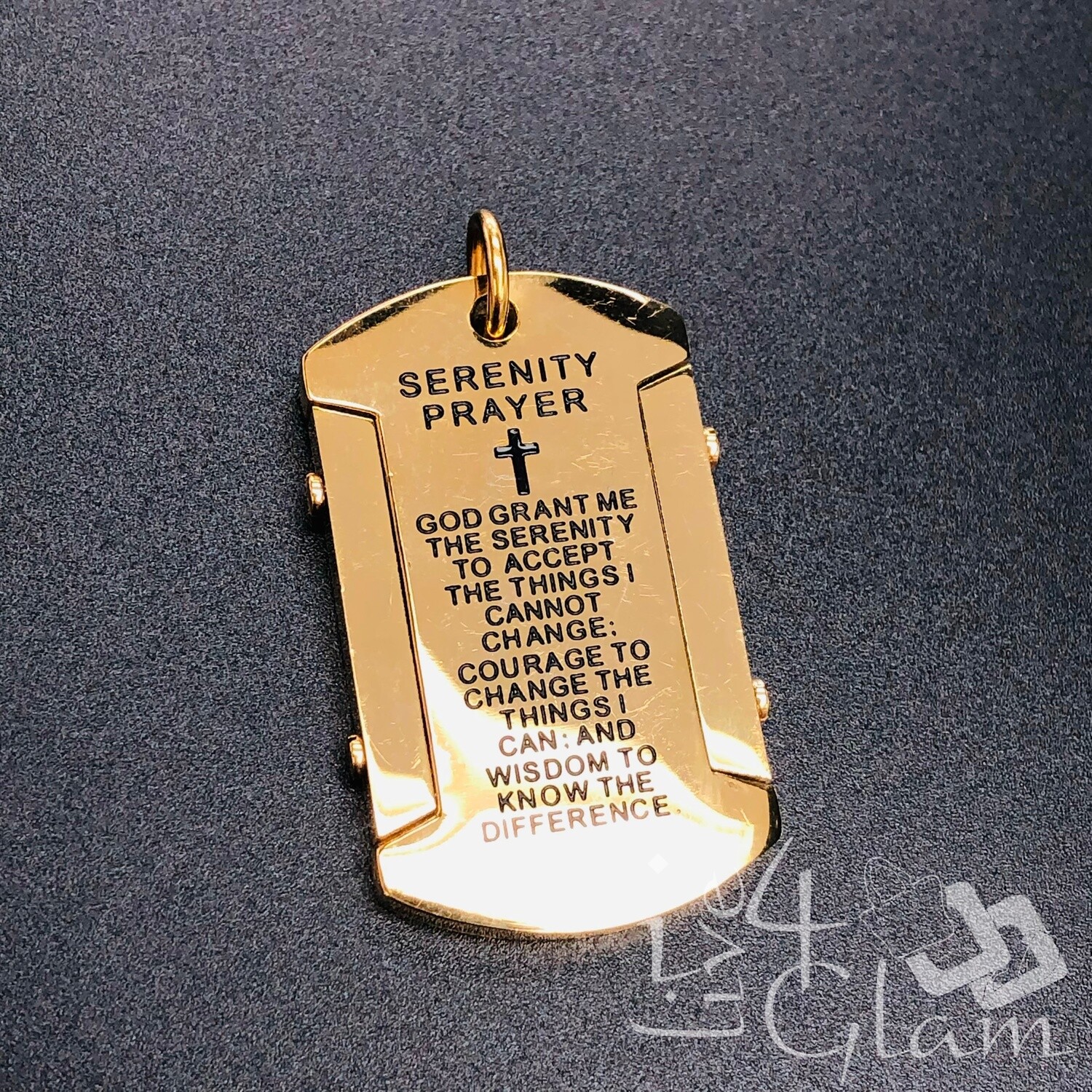 Stainless Steel Serenity Prayer Dog Tag Pendant