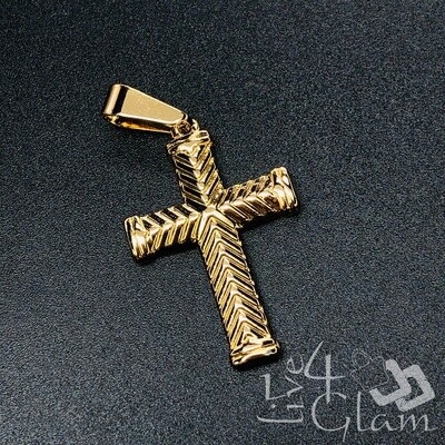 Stainless Steel Small Edge Patterned Cross Pendant