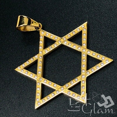 Stainless Steel Star of David CZ Thin Pendant