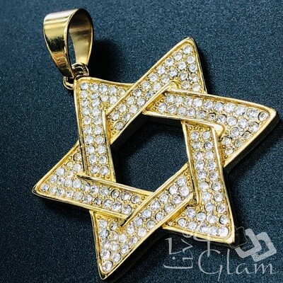 Stainless Steel Star of David CZ Large Pendant