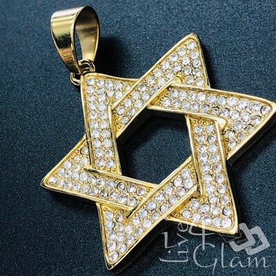 Stainless Steel Star of David CZ Large Pendant