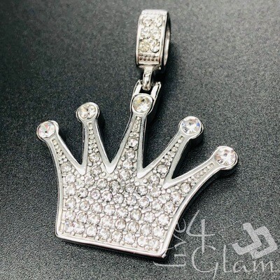 Stainless Steel Silver Bling Crown Pendant