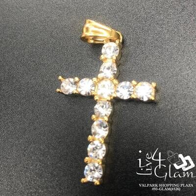 Stainless Steel Small Bling Cross Pendant