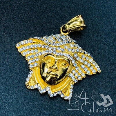 Stainless Steel Versace Head CZ Pendant