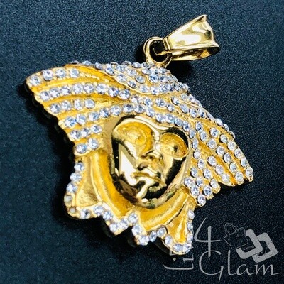 Stainless Steel Versace Head CZ Pendant