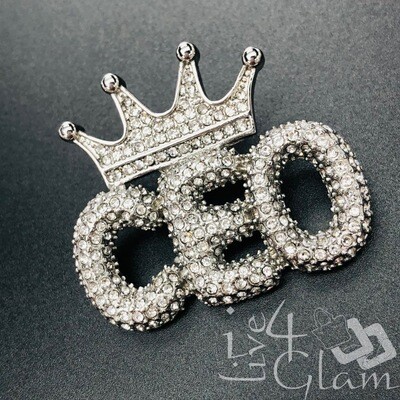 Stainless Steel Silver Bling CEO w Crown Pendant
