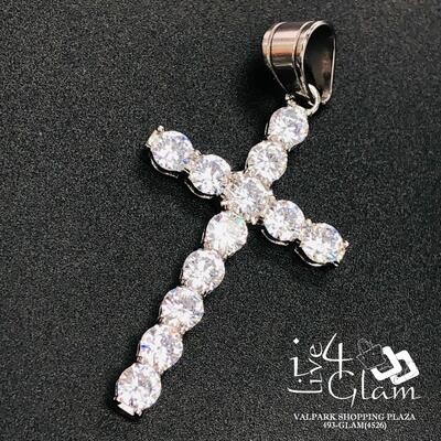 Stainless Steel Silver Bling Cross Pendant