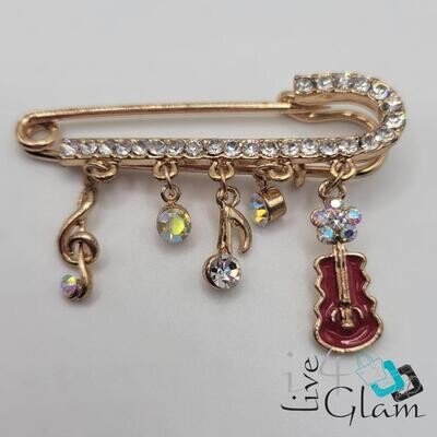 Safety Pin with Charms Broach Swaroski Crystal
