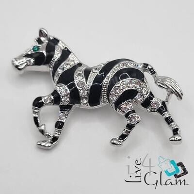 Zebra Broach Swaroski Crystal