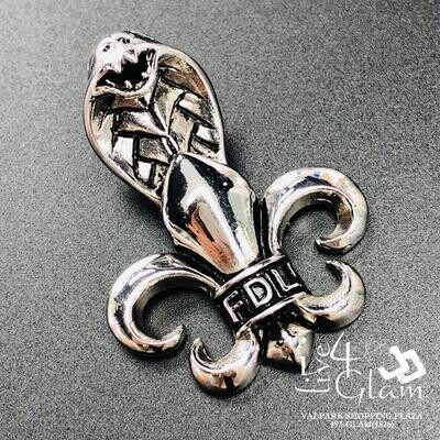 Stainless Steel Silver Cobra Fleur de Lis Pendant