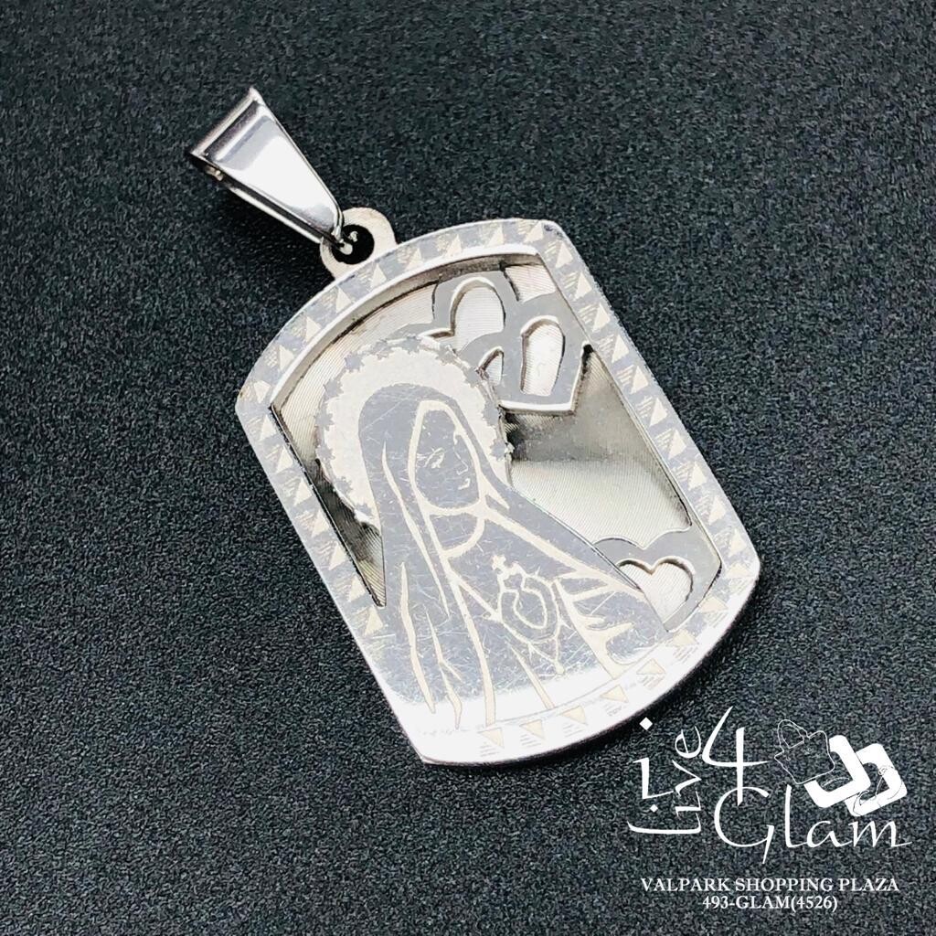 Stainless Steel Silver Mary Dog Tag  Pendant