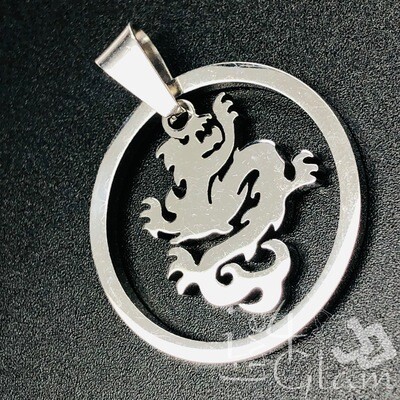 Stainless Steel Silver Dragon Ring Pendant
