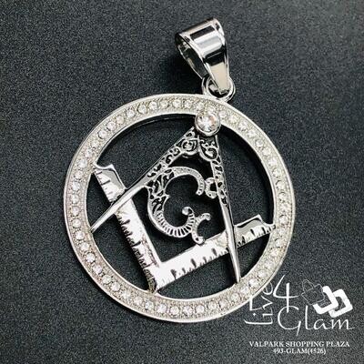 Stainless Steel Silver Free Mason CZ Scale Pendant