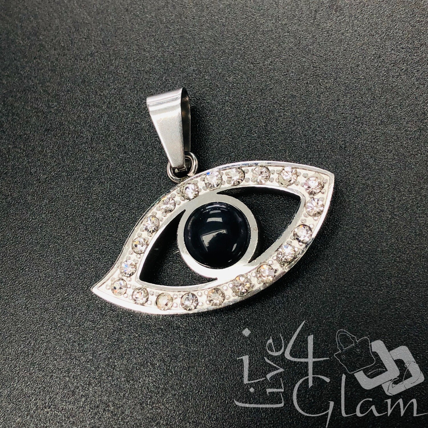 Stainless Steel Silver Evil Eye Cz Pendant