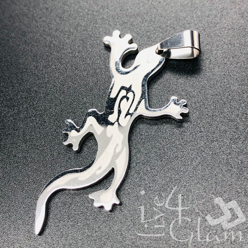 Stainless Steel Silver Lizard Pendant