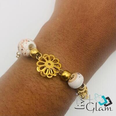 Stainless Steel Bead Bracelet Brown