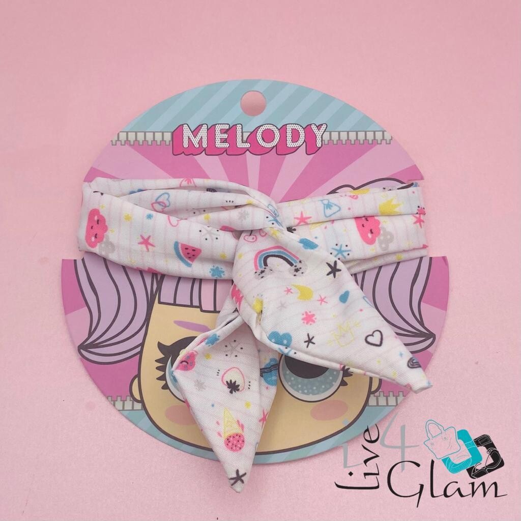 Melody Print Hair Scrunchie, Color: White