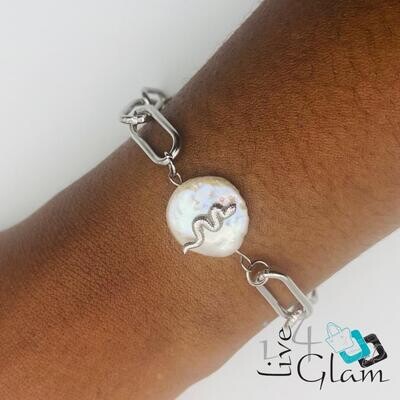Stainless Steel Coin Pearl Bracelet