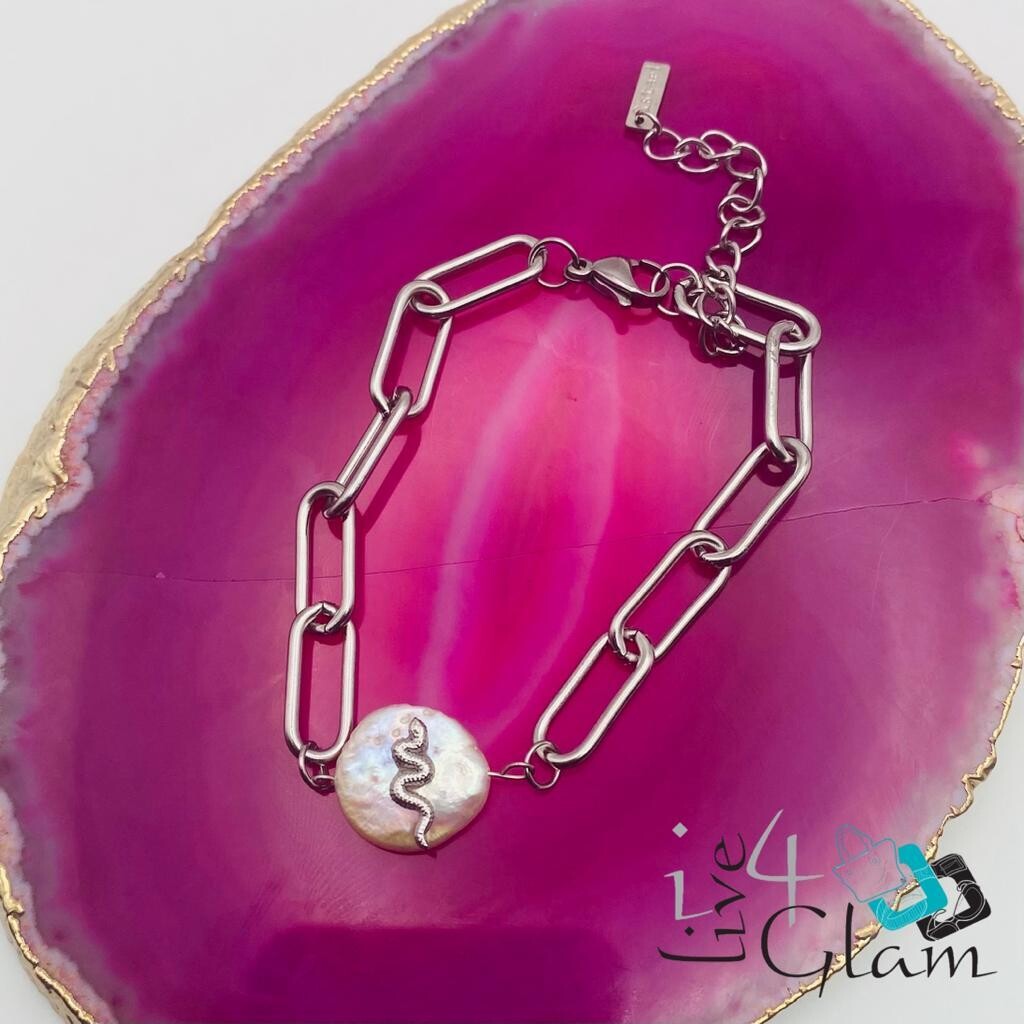 Stainless Steel Coin Pearl Bracelet
