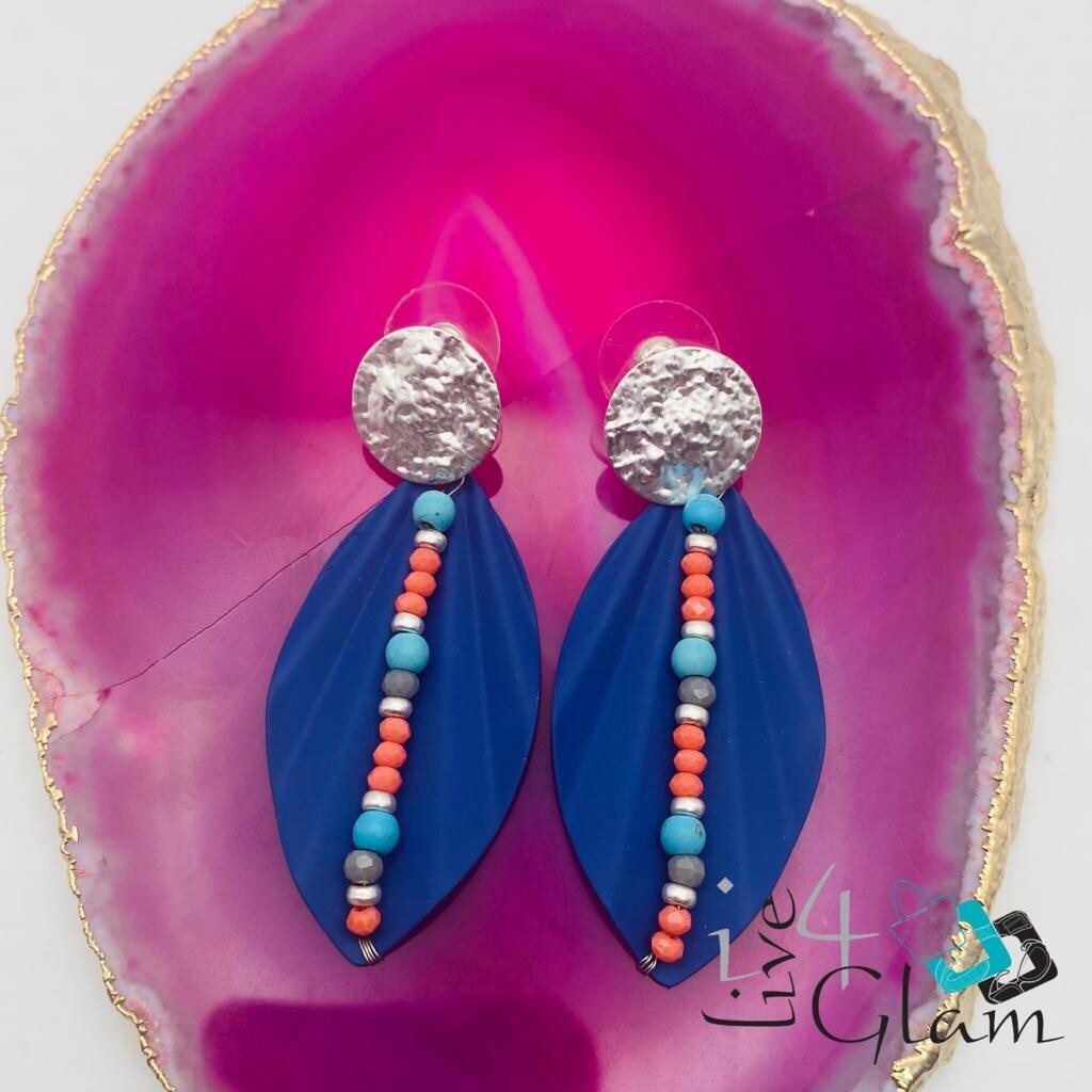 Sun Star Fashion Bead Earring, Color: Blue