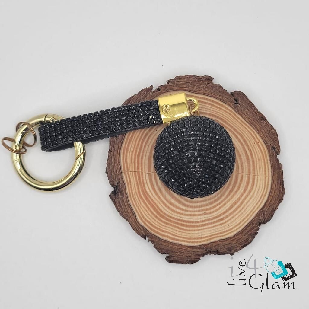 Rhinestone Disco Ball Keychain, Color: Black