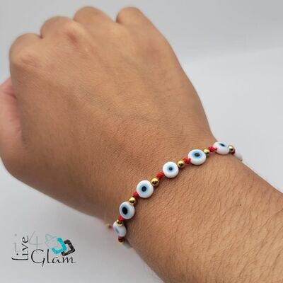 Evil Eye Pull String Red Bracelet