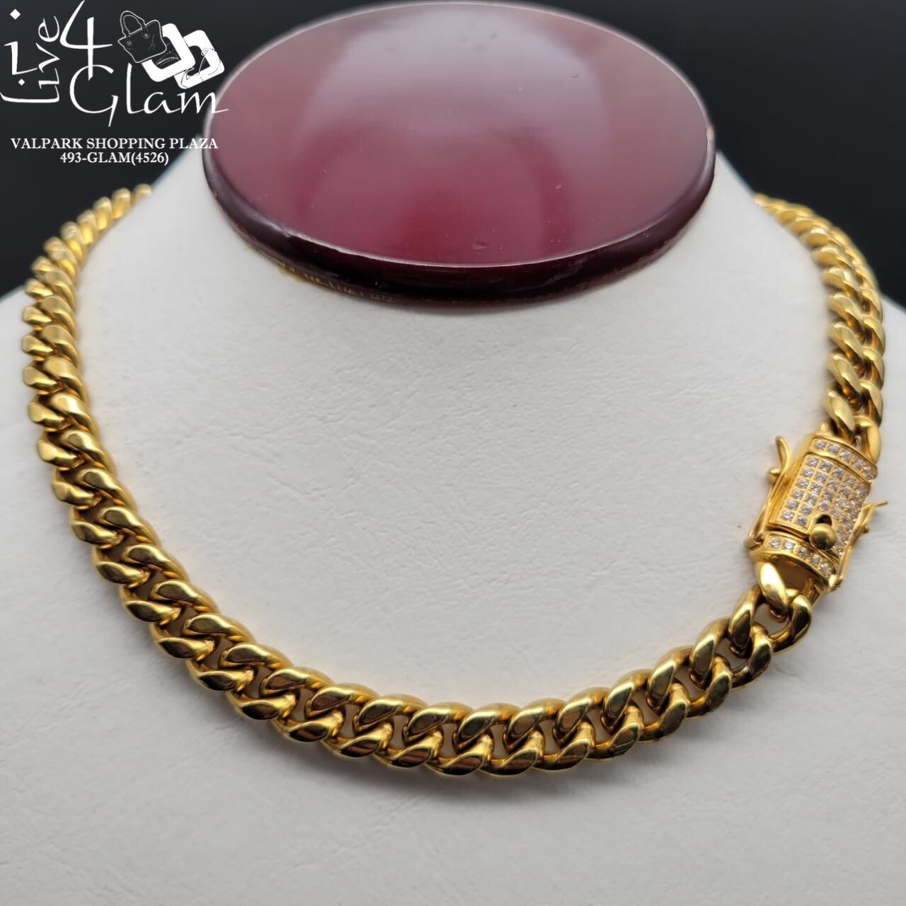 Stainless Steel 10mm 18&quot; Miami Cuban CZ Clasp Chain