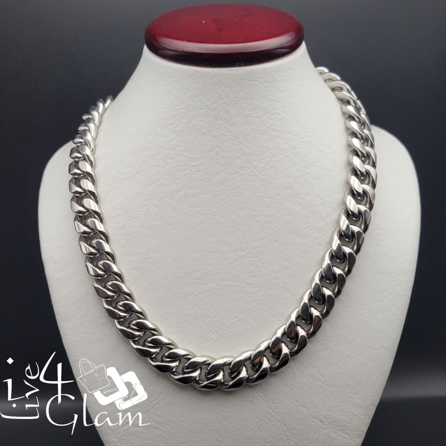 Stainless Steel Silver 10mm 18&quot; w/clasp Miami Cuban Chain