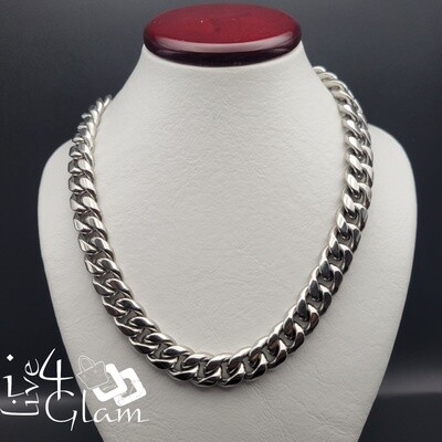Stainless Steel Silver 10mm 18&quot; w/clasp Miami Cuban Chain